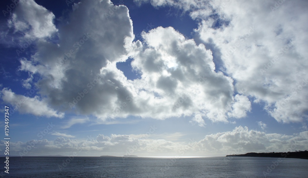 a view of the cloudy blue sky at penarth pier in wales