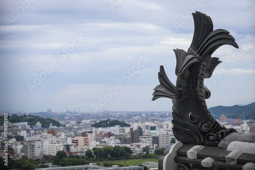 fabulous dolphinlike fish on top of castle