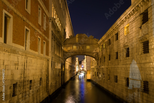 Bridge of Sighs in the night scenery. Venice, Italy