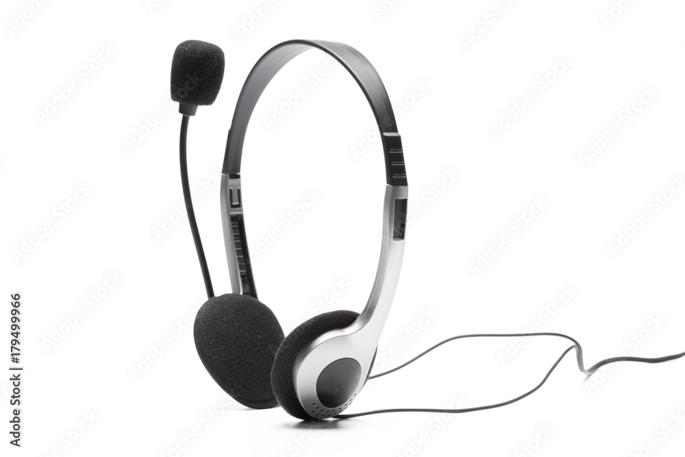 headset with microphone isolated on white headset with microphone isolated on white