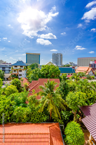 Chiang Mai city with blue sky and green plant