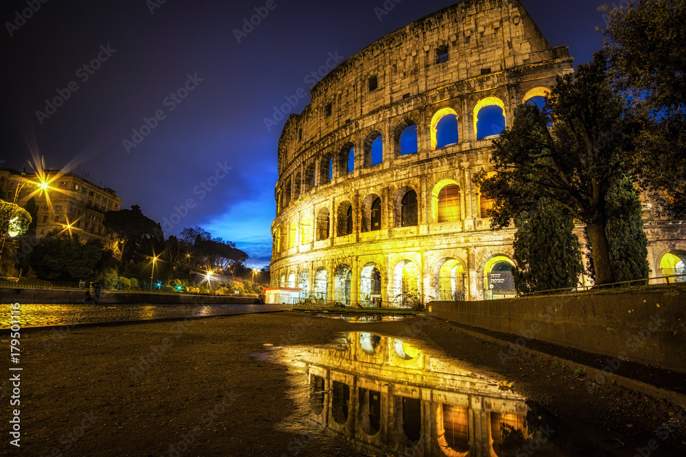 Colosseum Reflection at night