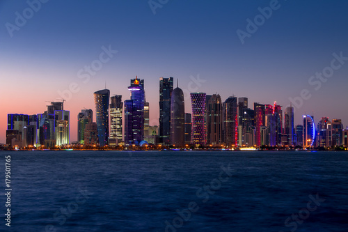 Doha Skyscrapers and Evening