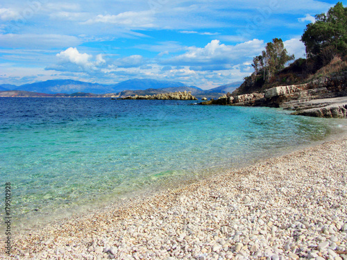 blue lagoon coast landscape ionian sea on Corfu island