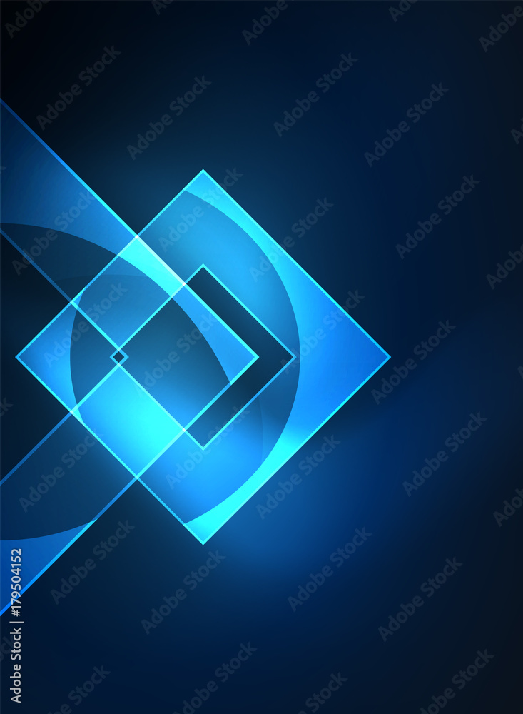 Glowing squares in the dark, digital abstract background Glowing squares in the dark, digital abstract background