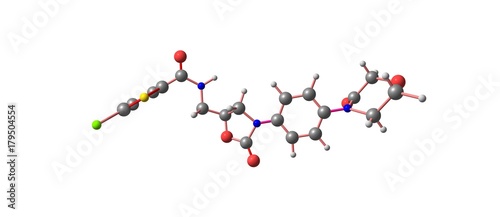 Rivaroxaban molecular structure isolated on white photo