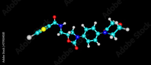 Rivaroxaban molecular structure isolated on black