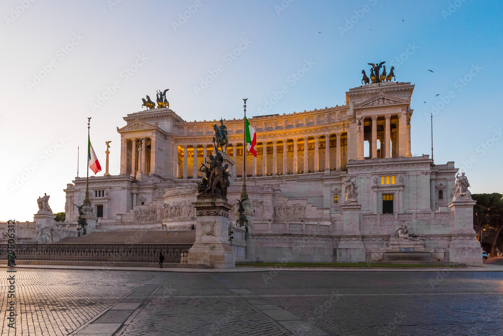 Rome, Italy - The Vittoriano monument at Piazza Venezia square, also know as 'Altare della Patria'