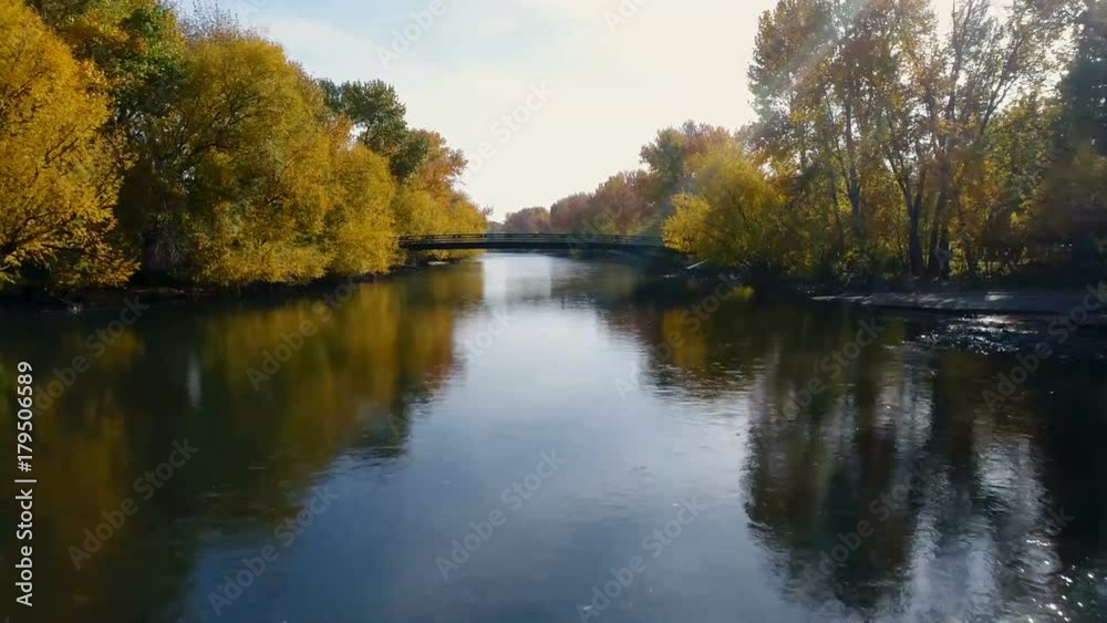 Autumn River and city of Boise Skyline in the fall Autumn River and city of Boise Skyline in the fall