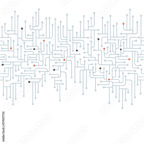  Cyber electronic circuit seamless border. Spu. Circuit lines design isolated vector illustration