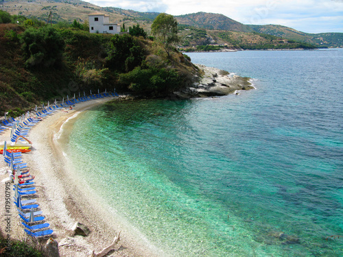 blue lagoon coast landscape ionian sea on Corfu island photo