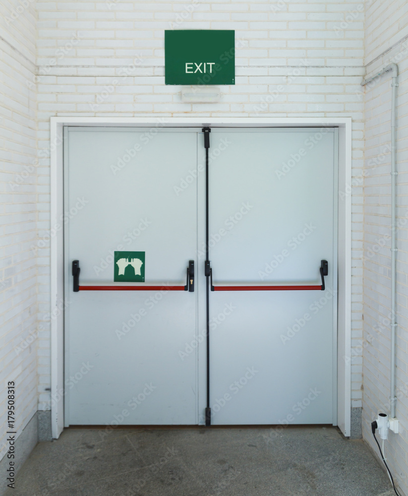 Naklejka premium Closed emergency exit doors