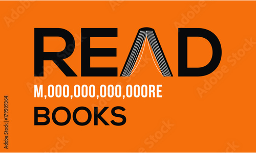 Read more books card design. More word written in the numerical number format. Vector illustration for bloggers and social media managers.