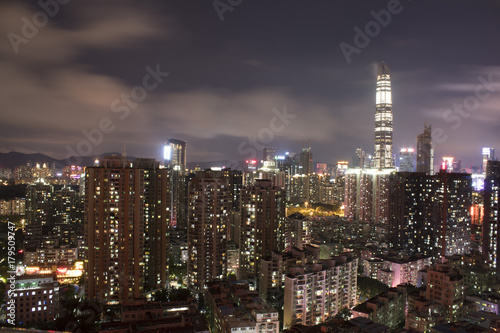Night skyline overseeing Shenzhen city © Jacky