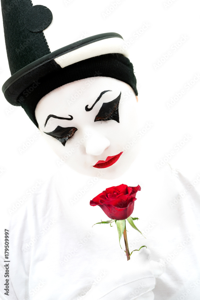 High key pierrot with rose Stock-Foto | Adobe Stock