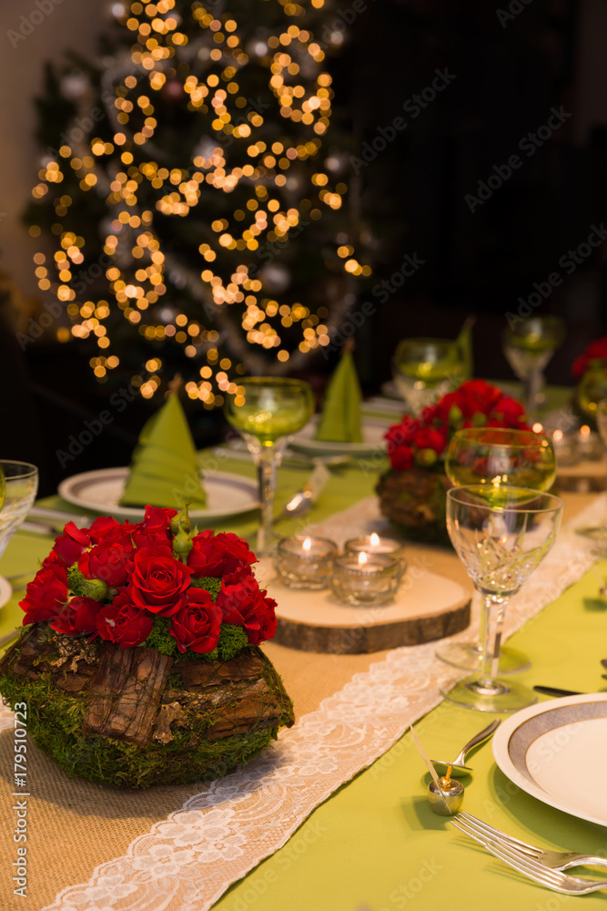 Decorated christmas table