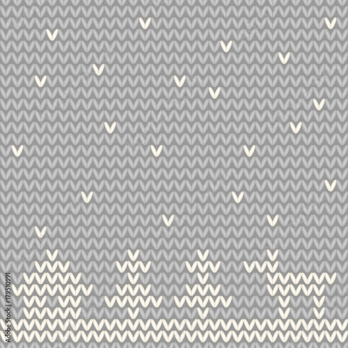 ニット　グレー　雪景色