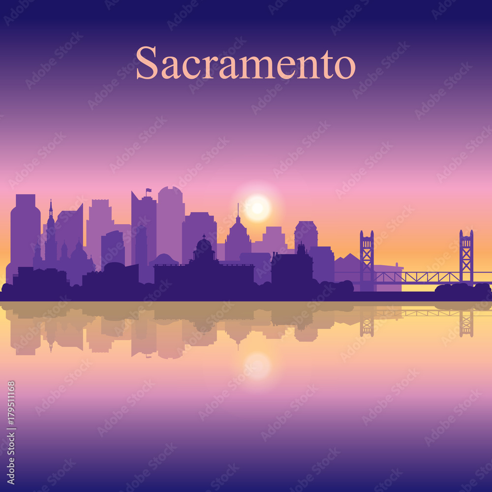 Fototapeta premium Sacramento silhouette on sunset background