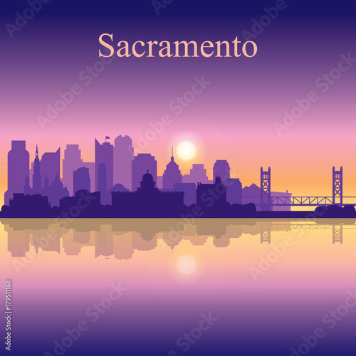 Sacramento silhouette on sunset background