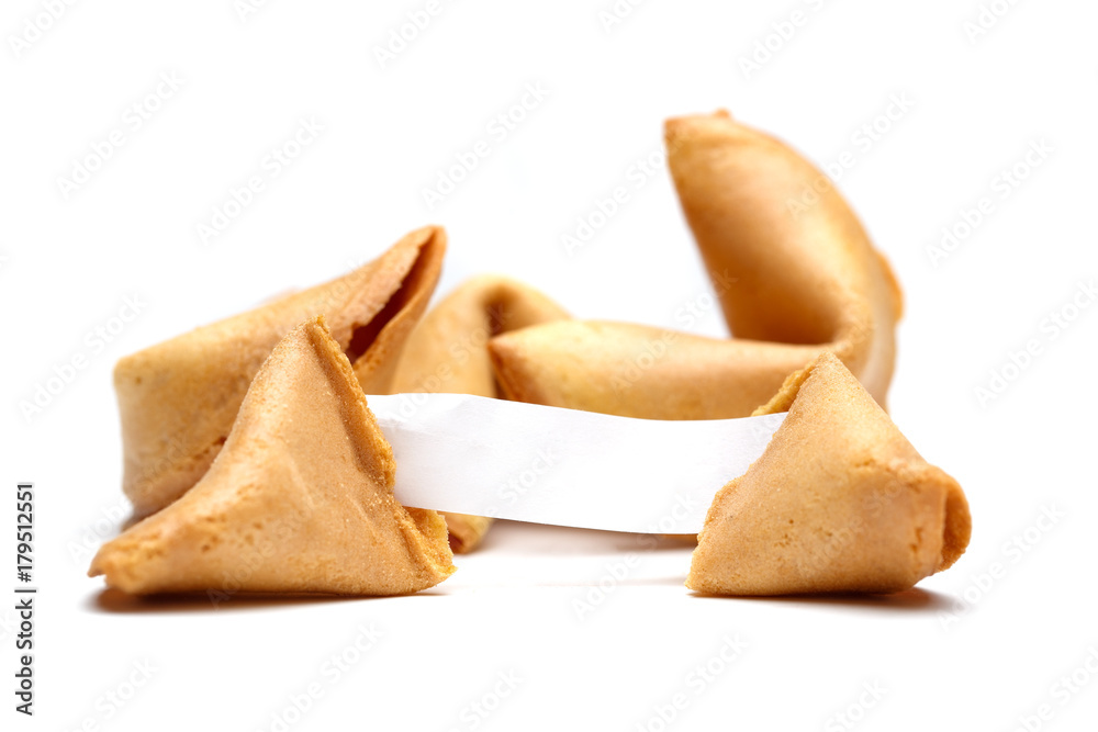 Photo of chinese cookies with paper for wishes Photo of chinese cookies with paper for wishes