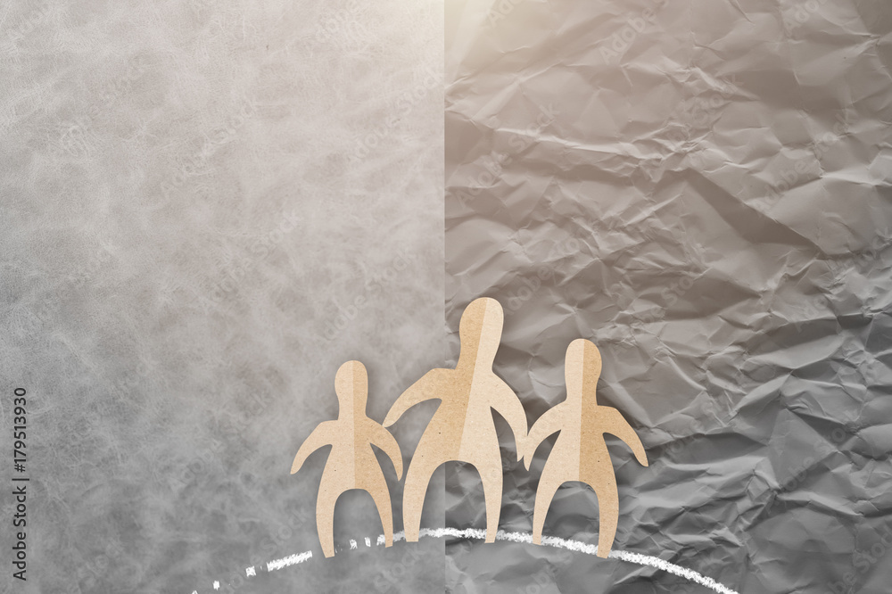 human paer cut shape on white crumpled paper background Stock Photo ...
