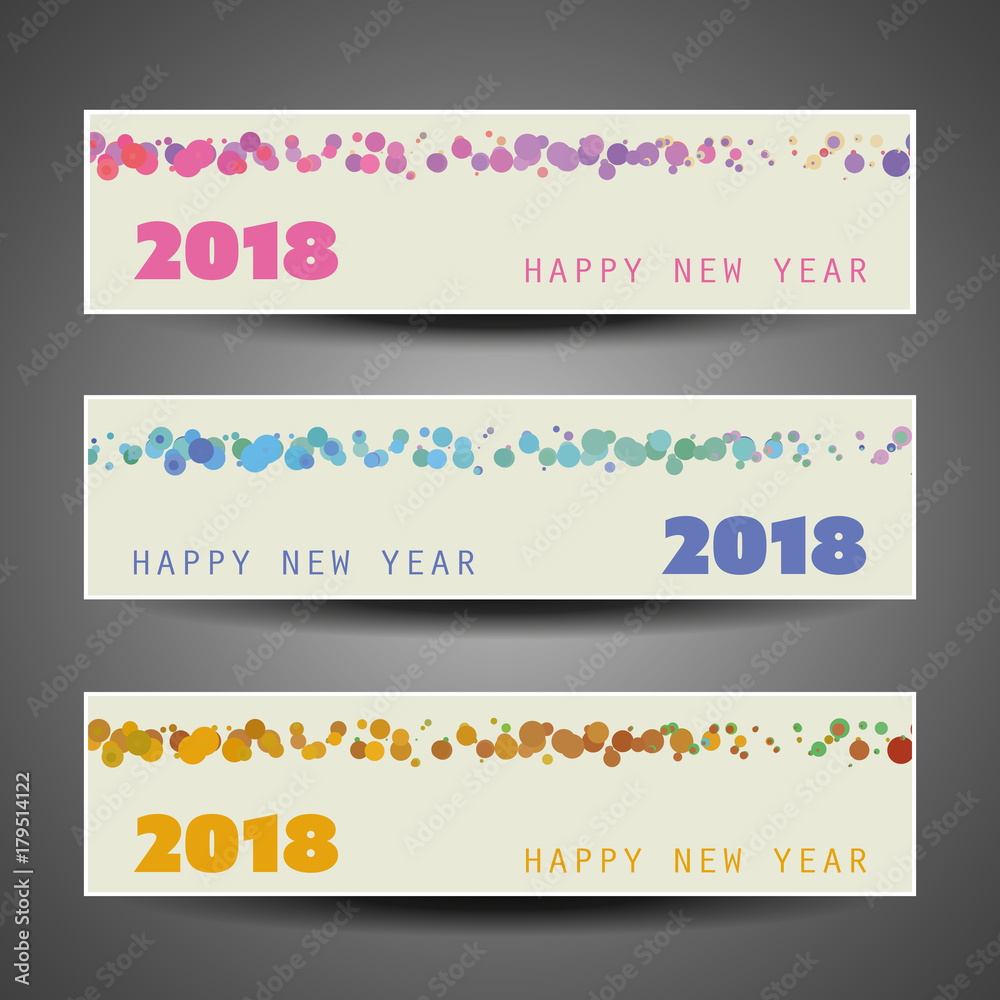 Set of Spotted Horizontal New Year Headers or Banners - 2018 Set of Spotted Horizontal New Year Headers or Banners - 2018
