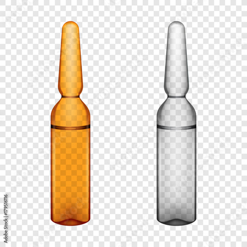 Set of transparent glass ampoules, vector illustration