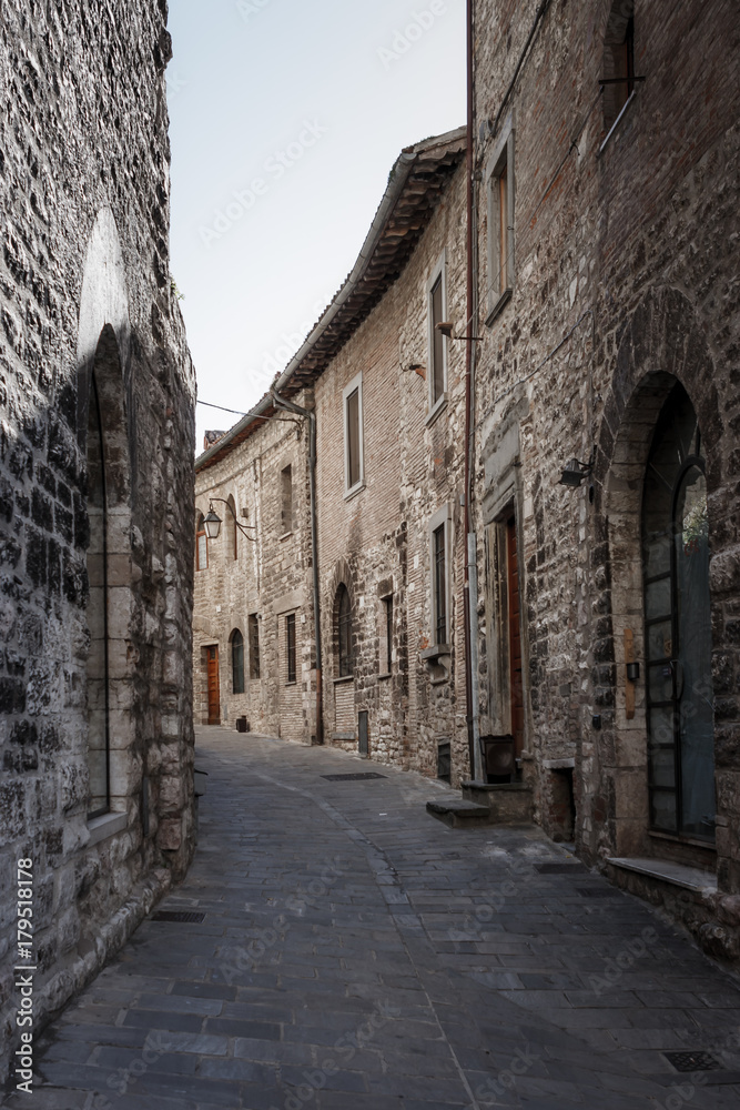 Cobbled street in Gubbio, Umbria, Italy