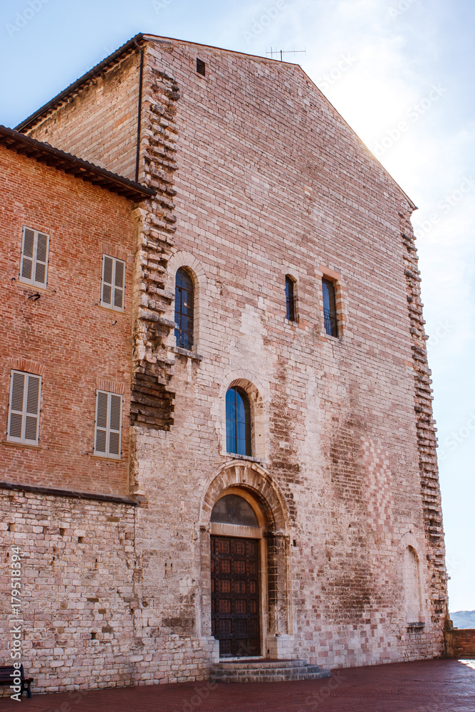 View of Palazzo Pretorio (Praetorian Palace) in Gubbio, Umbria, Italy