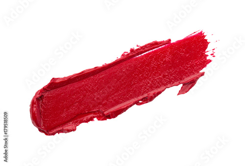 Fotografie Lipstick swatch smudge sample on white background
