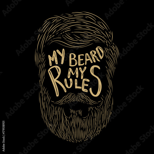 My beard my rules. Hand lettering on background with human beard. photo