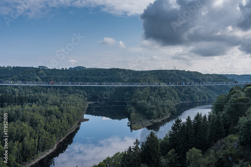 The bridge across Rappbode Dam lake in Harz, Germany