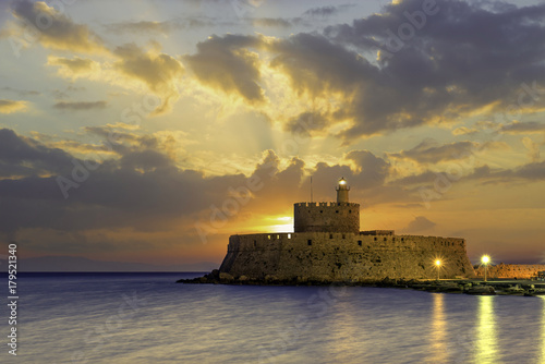 Agios Nikolaos fortress on the Mandraki harbour of Rhodes © Netfalls