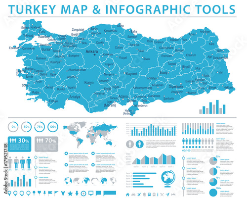 Turkey Map - Info Graphic Vector Illustration