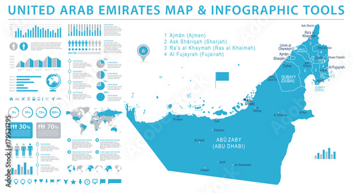 United Arab Emirates Map - Info Graphic Vector Illustration
