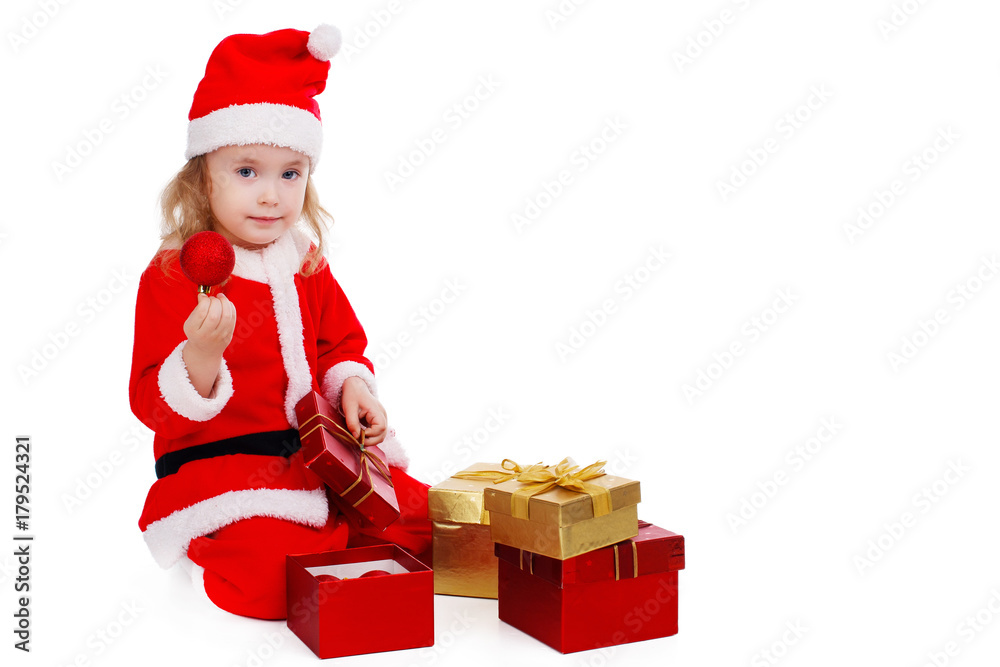 Cute santa baby on the white background Cute santa baby on the white background