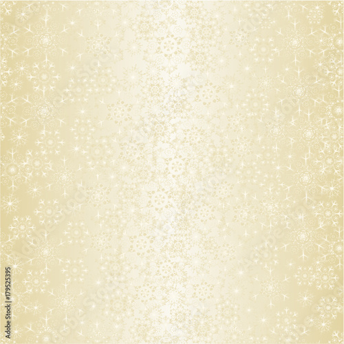 Seamless texture Christmas snowflakes gold background vintage vector illustration editable hand draw