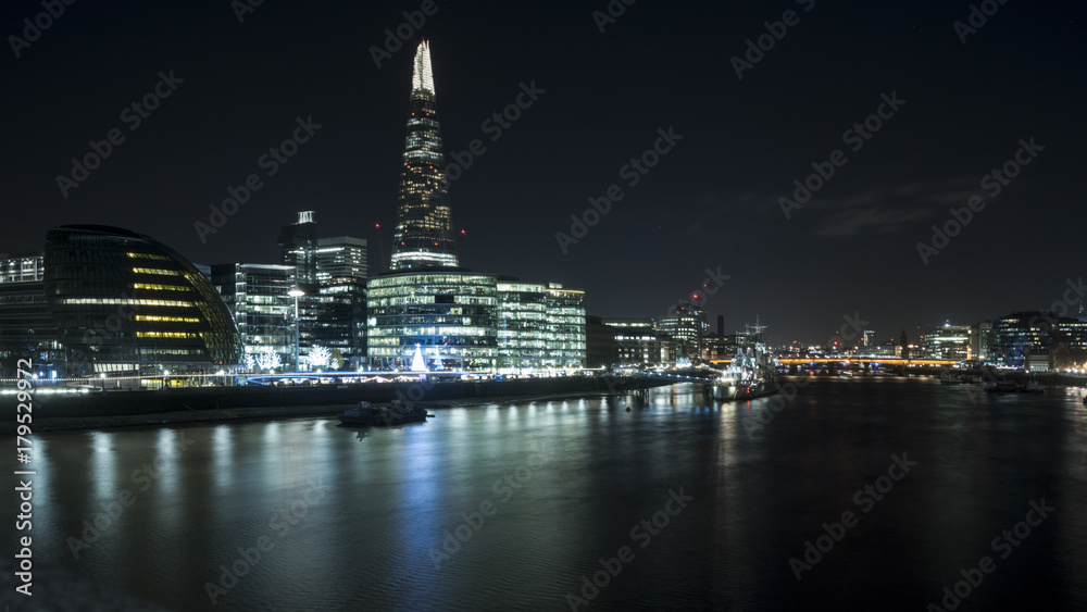 More London Riverside and Shard building in dusk- LONDON, ENGLAND