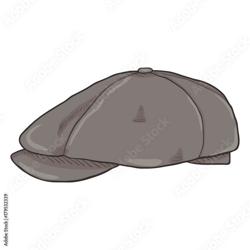 Vector Single Retro Tweed Cap. Old Fashioned Style Head wear.