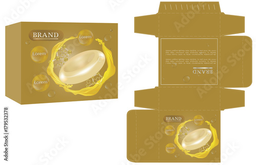 Packaging design, soap box design template and mockup box. Illustration vector.