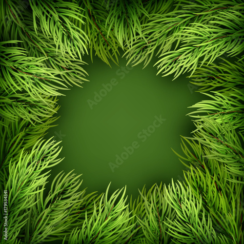 Merry Christmas Template frame of fir branches. EPS 10 vector