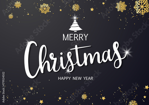 Fototapeta Merry Christmas vector text and New Year Xmas background