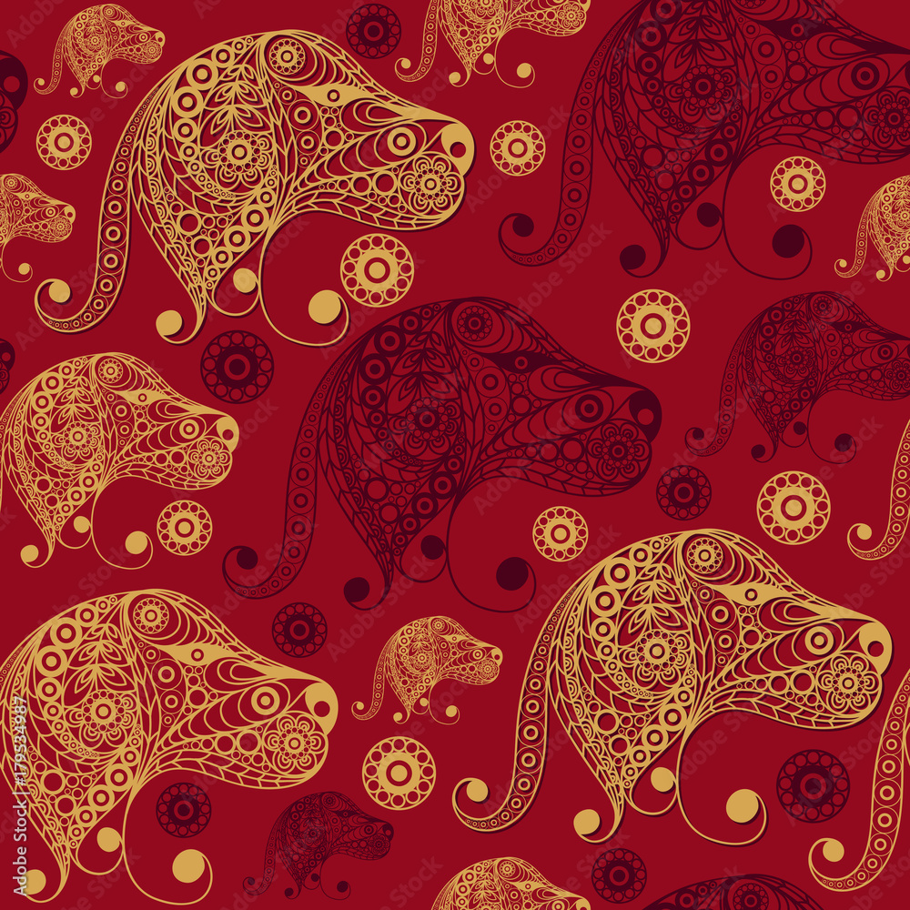 Seamless pattern with the profile of the dog 14 Seamless pattern with the profile of the dog 14