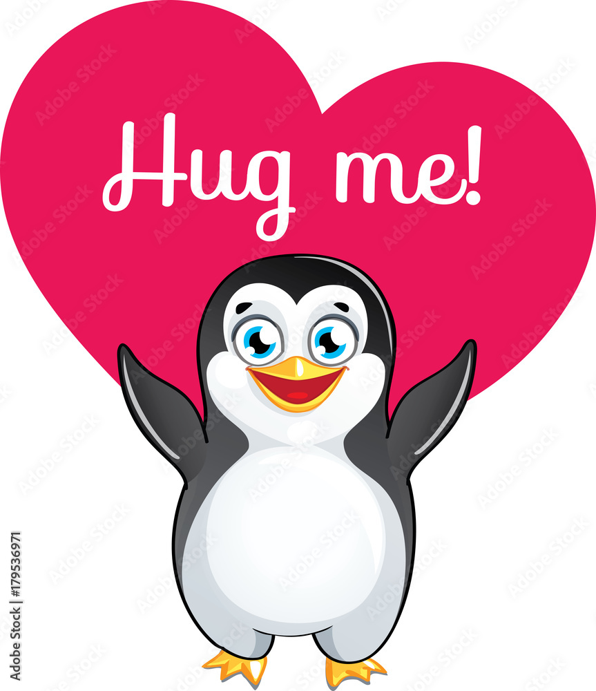 Obraz premium Cartoon penguin ready for a hugging