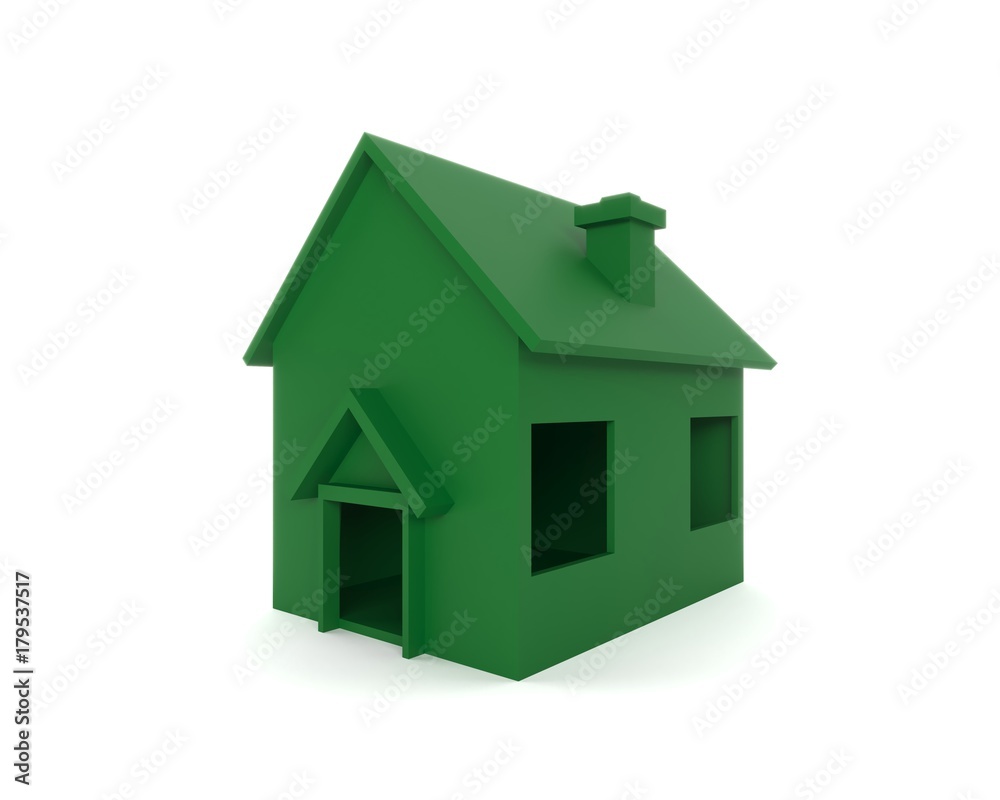 Green house isolated on a white backround. 3D illustration