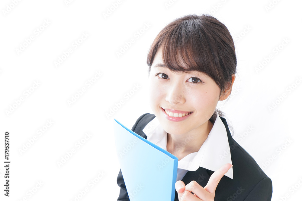 business woman pointing to something business woman pointing to something