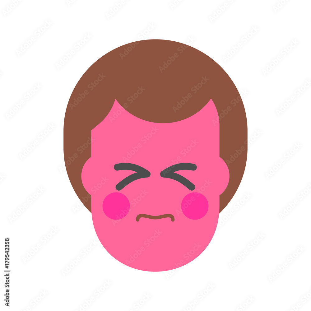 Straining face. Strain Emoji Red face man. Icon avatar vector