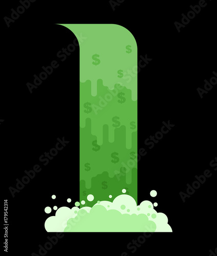 Money waterfall. River of cash. Flow of dollars. Profit business concept. Vector illustration