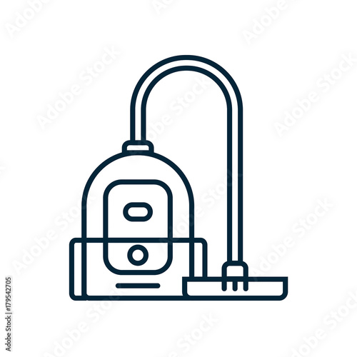 Vacuum cleaner line icon. Household appliance vector outline illustration. Home clean machine symbol in thin linear style.