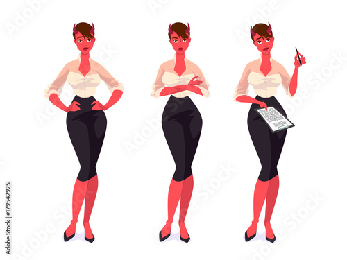 Set of devil businesswomen.